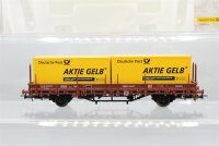 Electrotren H0  1528 Rungenwagen mit Containern Deutsche Post (Aktie Gelb) DB