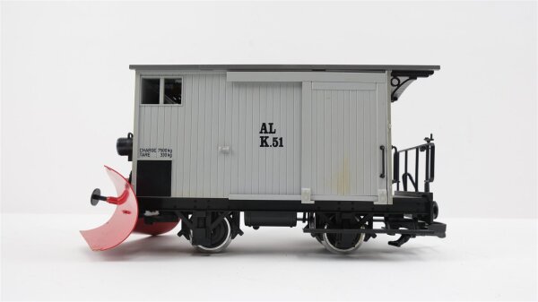 Eigenbau/LGB G ged. Güterwagen als Schneepflug umgebaut "AL K.51"