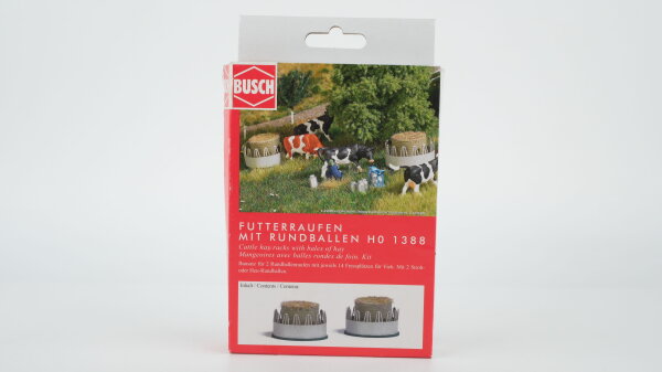Busch H0 1388 Futterraufen mit Rundballen