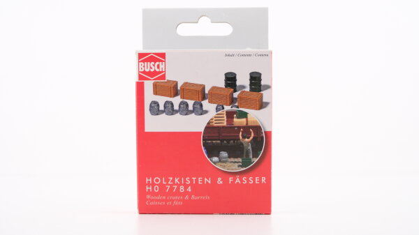 Busch H0 7784 Holzkisten und Fässer