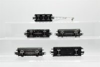 Märklin H0 Konvolut Kranwagen (Krupp-Ardelt), Kranschutzwagen, Flachwagen, Gedeckter Güterwagen, grün