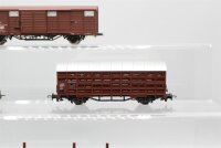 Roco/PIKO H0 Konvolut Rungenwagen (mit Ladung), Gedeckter Viehtransportwagen, Gedeckter Güterwagen, Hochbordwagen DB
