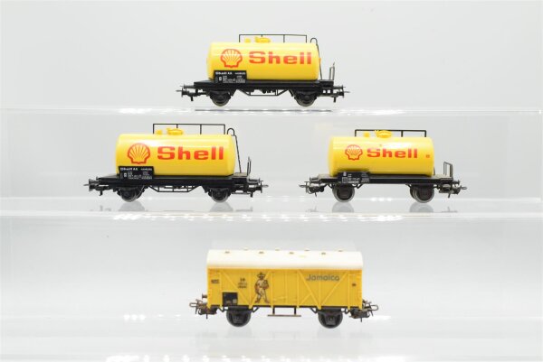 Märklin H0 Konvolut Kesselwagen (Shell), Gedeckter Güterwagen (Jamaica), DB