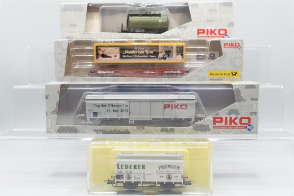 Piko/Trix H0 Konvolut 23504/72027/58019/95860 Containertragwagen/Kesselwagen/ged. Güterwagen DB