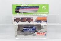 Piko/Sachsenmodelle H0 Konvolut 73003/B/16072 Kesselwagen/Bahnpostwagen/ged. Güterwagen DBP/DB/SBB/CFF