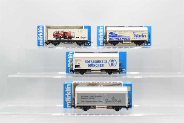 Märklin H0 Konvolut Kühlwagen /Hofbräuhaus München, Rosenthal, Bohnlander), Containerwagen (Ziegeler), DB