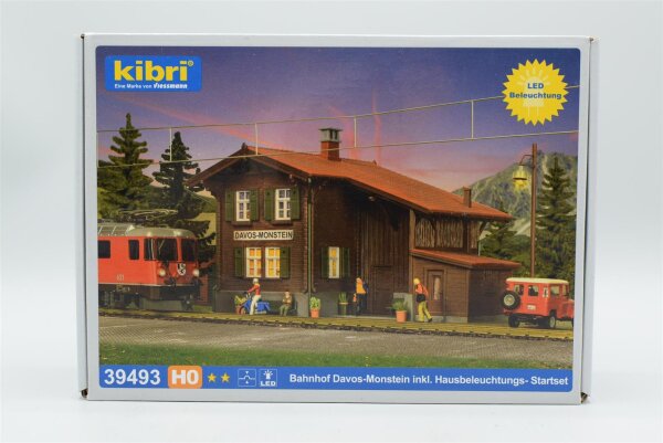 Kibri H0 39493 Bahnhof Davos-Monstein inkl. Hausbeleuchtungs- Startset, Funktionsbausatz