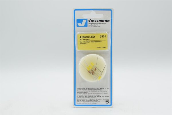 Viessmann 3551 LED gelb Ø 3 mm, inkl. Vorwiderstände, 4 Stück