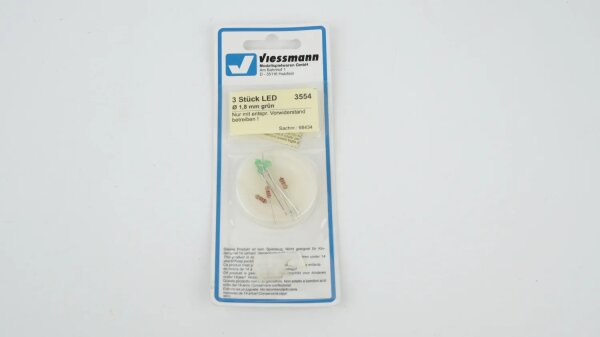 Viessmann 3554 LED grün Ø 1,8 mm, inkl. Vorwiderstände, 3 Stück