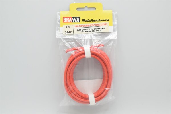 Brawa H0 3247 Hochflexible Schaltlitze 3m (rot)