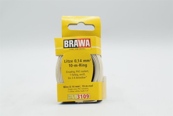 Brawa H0 3109 Litze 0,14 qmm 10m Ring (weiß)