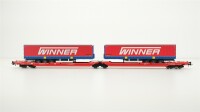 Roco H0 75887 Doppeltaschen-Gelenkwagen T3000e DB mit 2 Aufliegern "Winner"