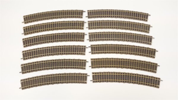 Fleischmann H0 6138 Gleis gebogen Radius: 647 mm 12 Stück (gebrauchter Zustand)