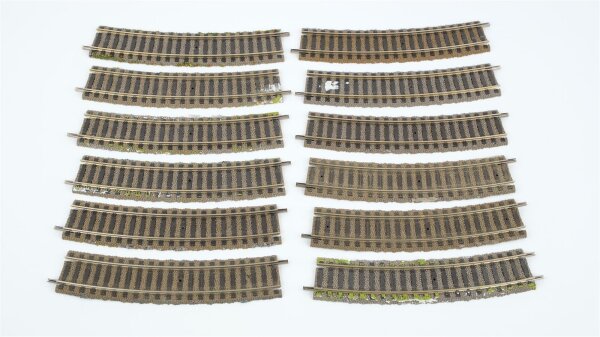Fleischmann H0 6131 Gleis gebogen R 483,5 mm 18° 12 Stück (Farbreste)