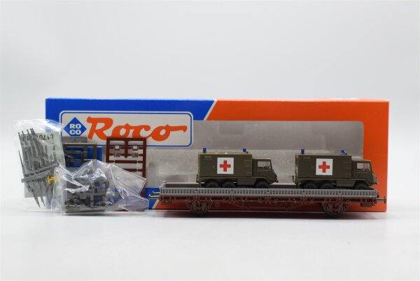 Roco H0 46323 Rungenwagen (Armeefahrzeug Pinzgauer) SBB/CFF