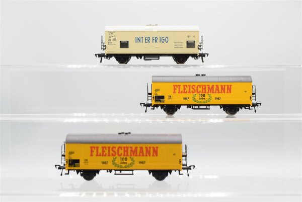 Fleischmann H0 Konvolut Kühlwagen (100 Jahre Fleischmann) DB, Kühlwagen (Interfrigo) FS