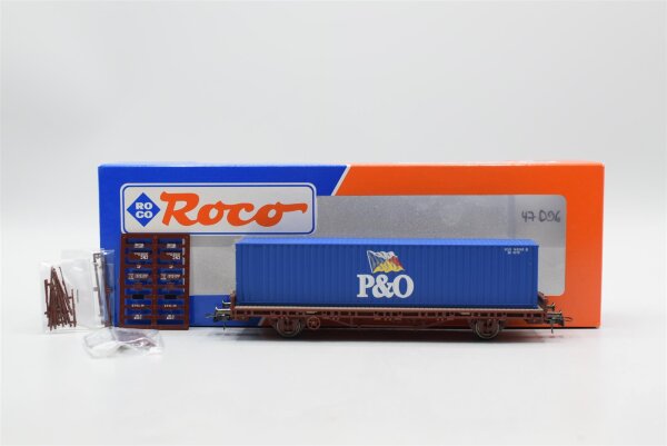 Roco H0 47096 Rungenwagen mit Container "P&O" SNCF