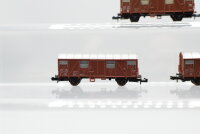 Minitrix N Konvolut ged. Güterwagen/ Güterzugbegleitwagen DB