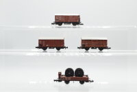 Minitrix/Arnold N Konvolut ged. Güterwagen/ Viehtransportwagen/ Rungenwagen DR