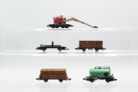 Minitrix//Lima/u.a N Konvolut Kranwagen, Kranschutzwagen, Gedeckter Güterwagen , Kesselwagen, Hochbordwagen DB