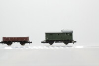 Arnold/Roco N Konvolut Niederbordwagen, Güterzugbegleitwagen, DB