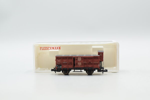Fleischmann N 8356 Viehwagen mit Bremserhaus Vh 04 DB