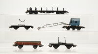 Märklin H0 Konvolut Kranwagen mit Beiwagen/ Drehschemelwagen/ Rungenwagen DB