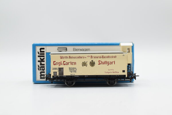 Märklin H0 4677 Bierwagen (ENGL. GARTEN STUTTGART) mit Bremserhaus)  Kühlwagen der K.W.St.E.