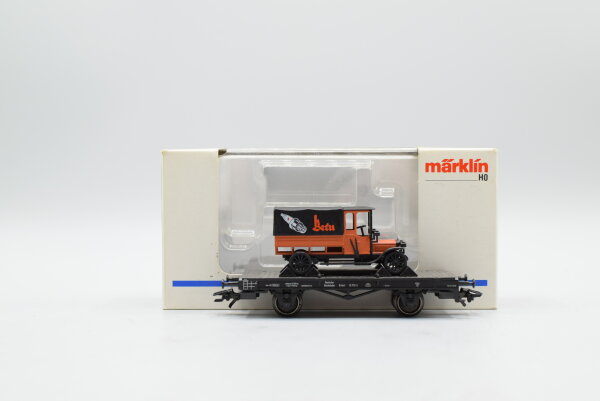 Märklin H0 46841 Flachwagen mit Lkw (Beru Zündkerzen) X der DRG