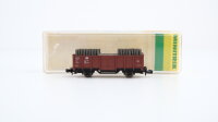 Minitrix N 51326500 Hochbordwagen, Ladung: Grubenholz E...