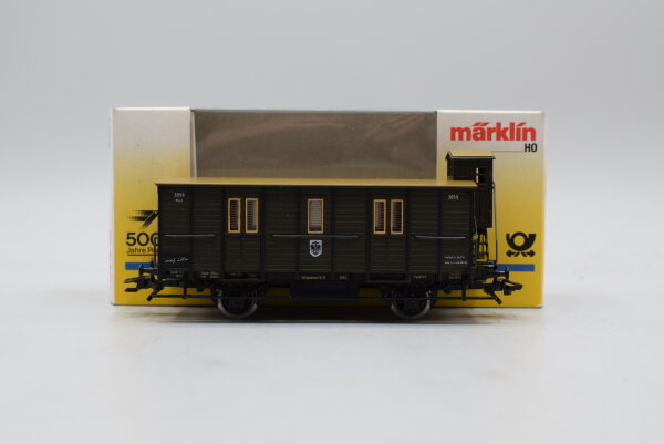 Märklin H0 4500 Bahnpostwagen mit Bremserhaus  Post der KPEV