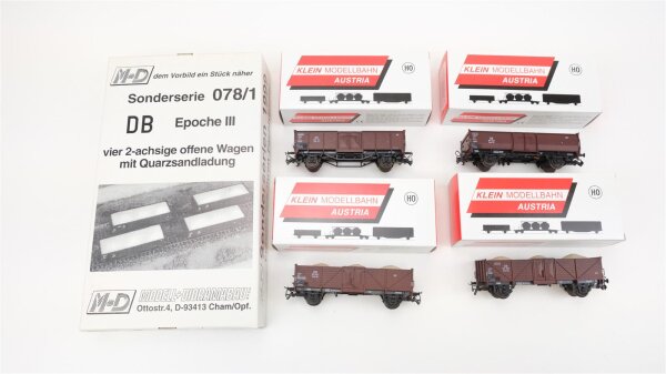 M+D H0 078/1 4 2-achsige offene Wagen mit Quarzsandladung DB