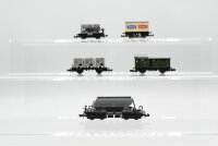 Minitrix/Arnold/Lima N Konvolut Selbstentladewagen/ Schotterwagen/ Behältertragwagen/ ged. Güterwagen/ Packwagen DB