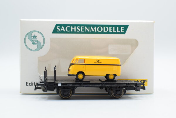 Sachsenmodelle H0 Flachwagen Xf mit VW Trasporter T1a