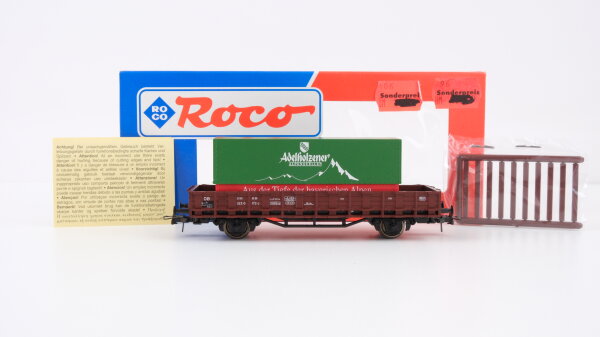 Roco H0 46031 Rungenwagen mit Container (Adelholzener) DB