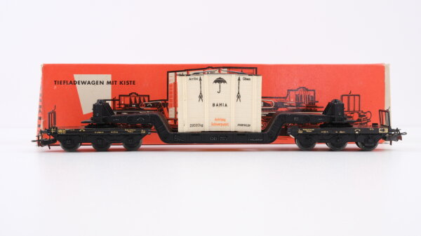 Märklin H0 4618 Tiefladewagen mit Übersee-Kiste  SST 53  St 52 der DB