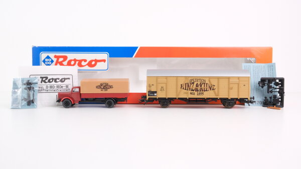 Roco H0 44100 Güterwagen mit LKW (Spedition Hinz & Kunz) DB