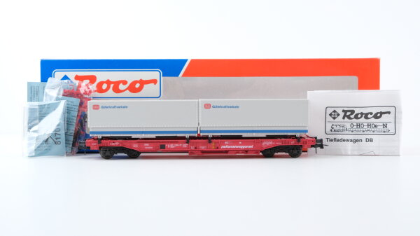 Roco H0 46562 Taschenwagen mit Container (Kombiwaggon, DB Güterkraftverkehr) DB