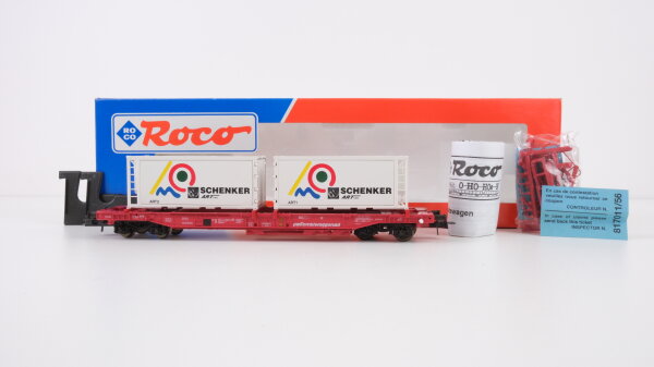 Roco H0 47001 Taschenwagen mit Container (Kombiwaggo, Schenker) DB