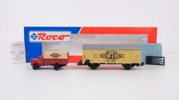 Roco H0 46065 Gedeckter Güterwagen und LKW (Spedition Hinz & Kunz) DB