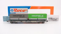 Roco H0 46369 Taschenwagen mit Container (Hangartner AG)...