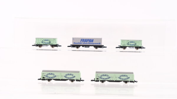 Märklin Z Konvolut ged. Güterwagen/ Containertragwagen/ Schiebewandwagen DB