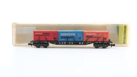 Minitrix N 13507 Containertragwagen mit 3 Containern...