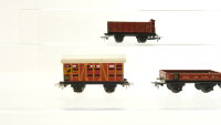 Unbekannt H0 Konvolut Gedeckter Güterwagen, Hochbordwagen mit Bremserhaus, Niederbordwagen