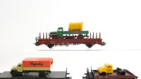 Märklin H0 Konvolut Niederbordwagen, Rungenwagen (mit LKW) DB