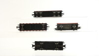 Märklin H0 Konvolut Rungenwagen und Niederbordwagen mit Ladung (LKW, Hubschrauber) DB