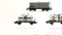 Märklin H0 Konvolut Silowagen (Braunkohlestaub, Franken Zucker) Schweröl-Kesselwagen DB