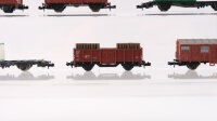 Minitrix/Röwa N Konvolut Hochbordwagen/ Containertragwagen/ ged. Güterwagen/ Schiebedachwagen DB