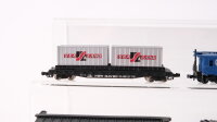 Bachmann/Atlas/u.a. N Konvolut amerikanische Güterzugbegleitwagen/ Containertragwagen/ ged. Güterwagen/ Verschlagwagen NW/NH/D&RGW/CO