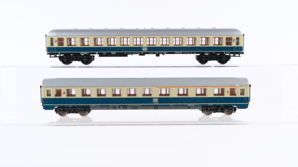 Lima H0 Konvolut Personenwagen oceanblau/beige 1./2.Kl., 2.Kl. (teilw. ohne Puffer und Kupplungen) DB